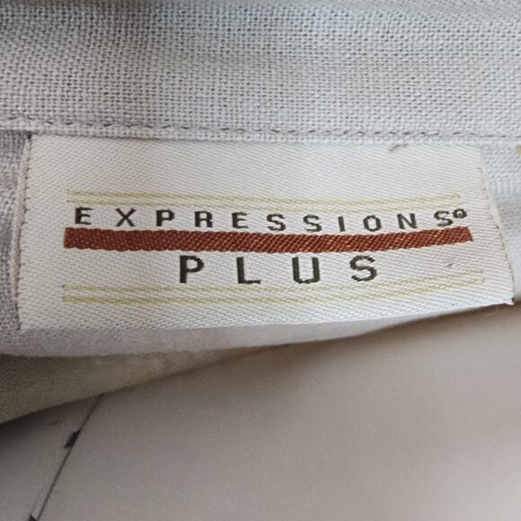 Expressions Plus Dress Womens Size 3X Linen Blend Neutral Tan Button Front - Picture 5 of 7